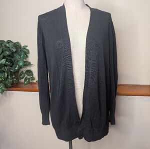 Ann Taylor Black Linen Blend Open Front Cardigan Size M